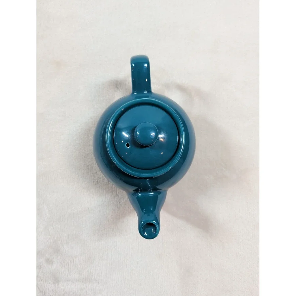 Price & Kensington Teal Blue Ceramic Teapot Glossy Peacock Glaze 2 Cup‎